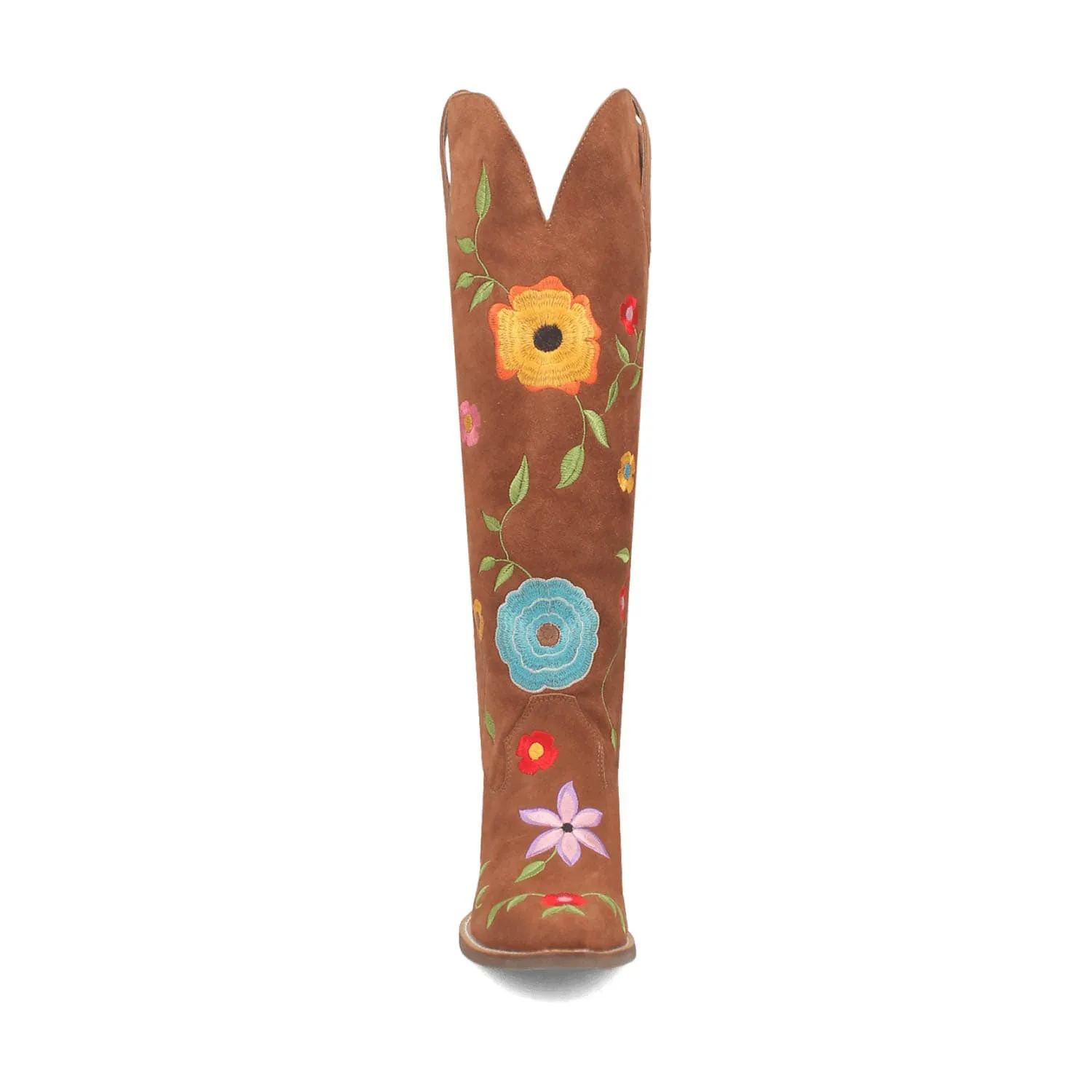 Dingo Womens Flower Power Brown Suede Cowboy Boots