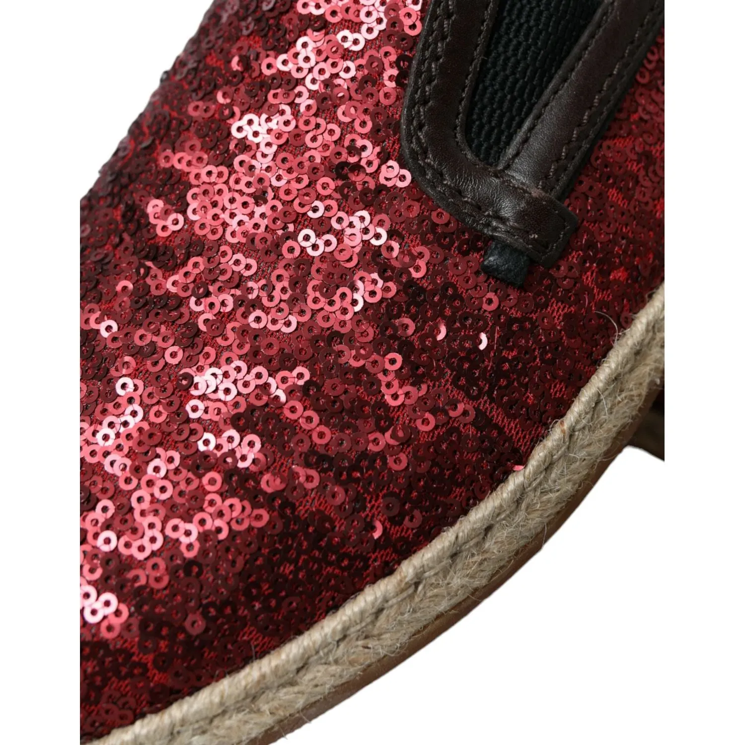 Dolce & Gabbana Red Sequined Leather Loafers