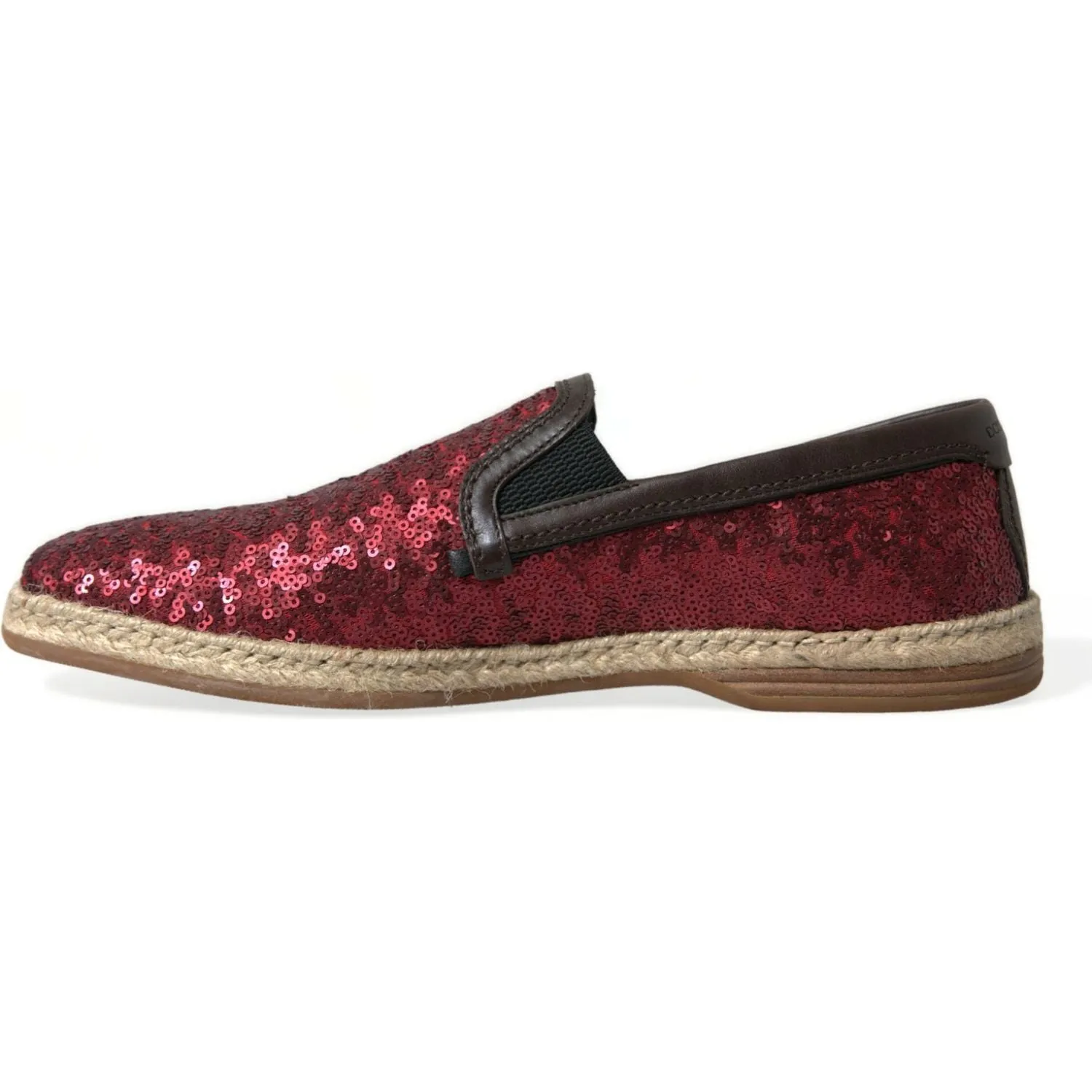 Dolce & Gabbana Red Sequined Leather Loafers