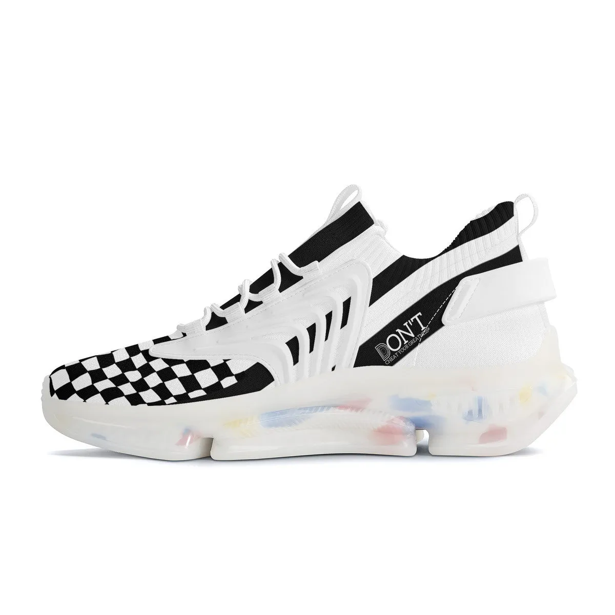 DON'T DX4 White Logo Black Stripes & White Air Max React Sneakers - l