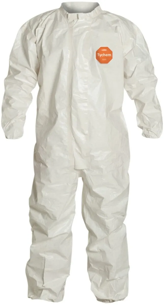 DuPont™ White Tychem® 4000 12 mil Chemical Protective Coveralls (With Elastic Wrists And Ankles)