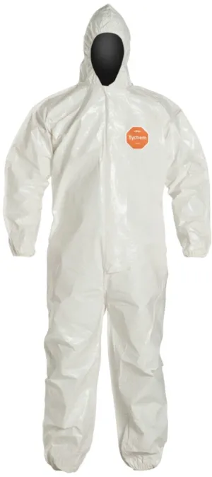 DuPont™ White Tychem® 4000 12 mil Chemical Protective Coveralls (With Hood, Elastic Wrists And Ankles) 12 Case