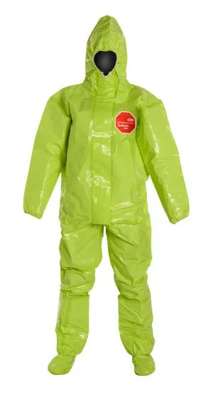 DuPont™ Yellow Tychem® 10000, 28 mil Chemical Protective Coveralls With Respirator Fitting Hood, Elastic Wrists And Attached Socks