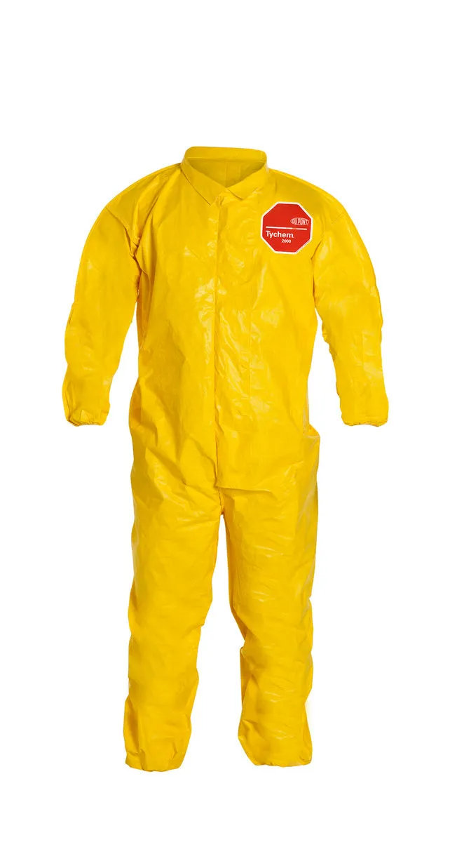 DuPont™ Yellow Tychem® 2000, 10 mil Chemical Protective Coveralls With Elastic Wrists And Ankles