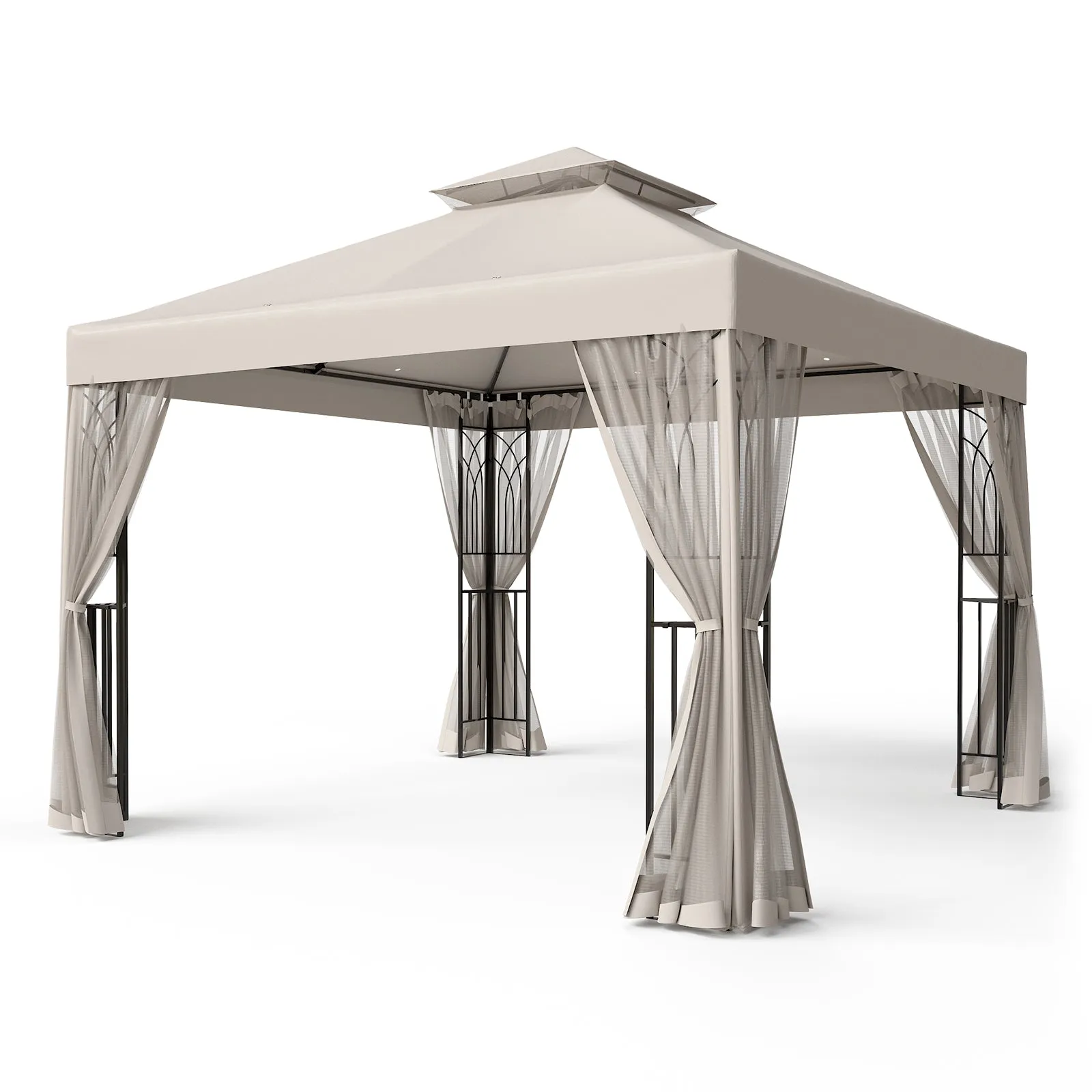 EAGLE PEAK 10x10 Patio Gazebo with Screen Walls and Corner Shelves