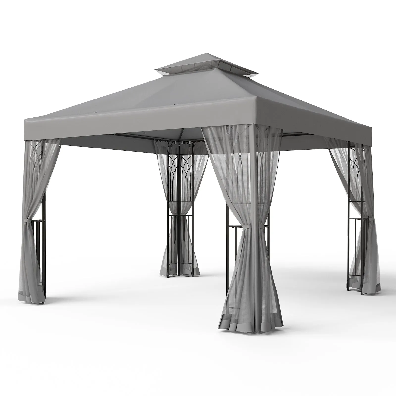 EAGLE PEAK 10x10 Patio Gazebo with Screen Walls and Corner Shelves