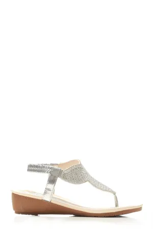 Fifi low wedge diamante toe post sandal