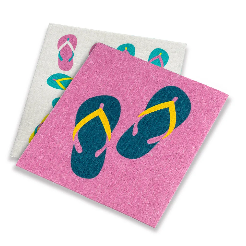 Flip Flops Swedish Dish Cloths - Set of 2