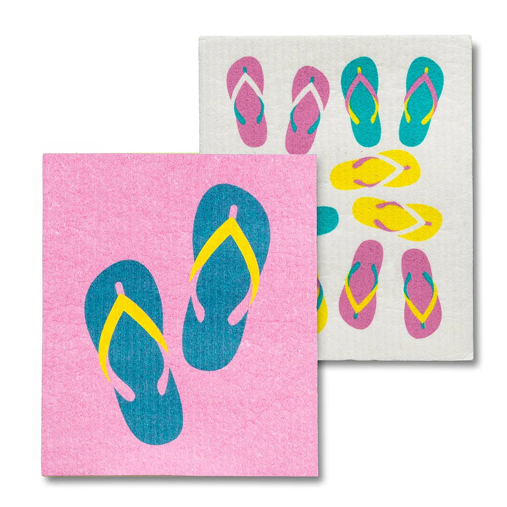 Flip Flops Swedish Dish Cloths - Set of 2