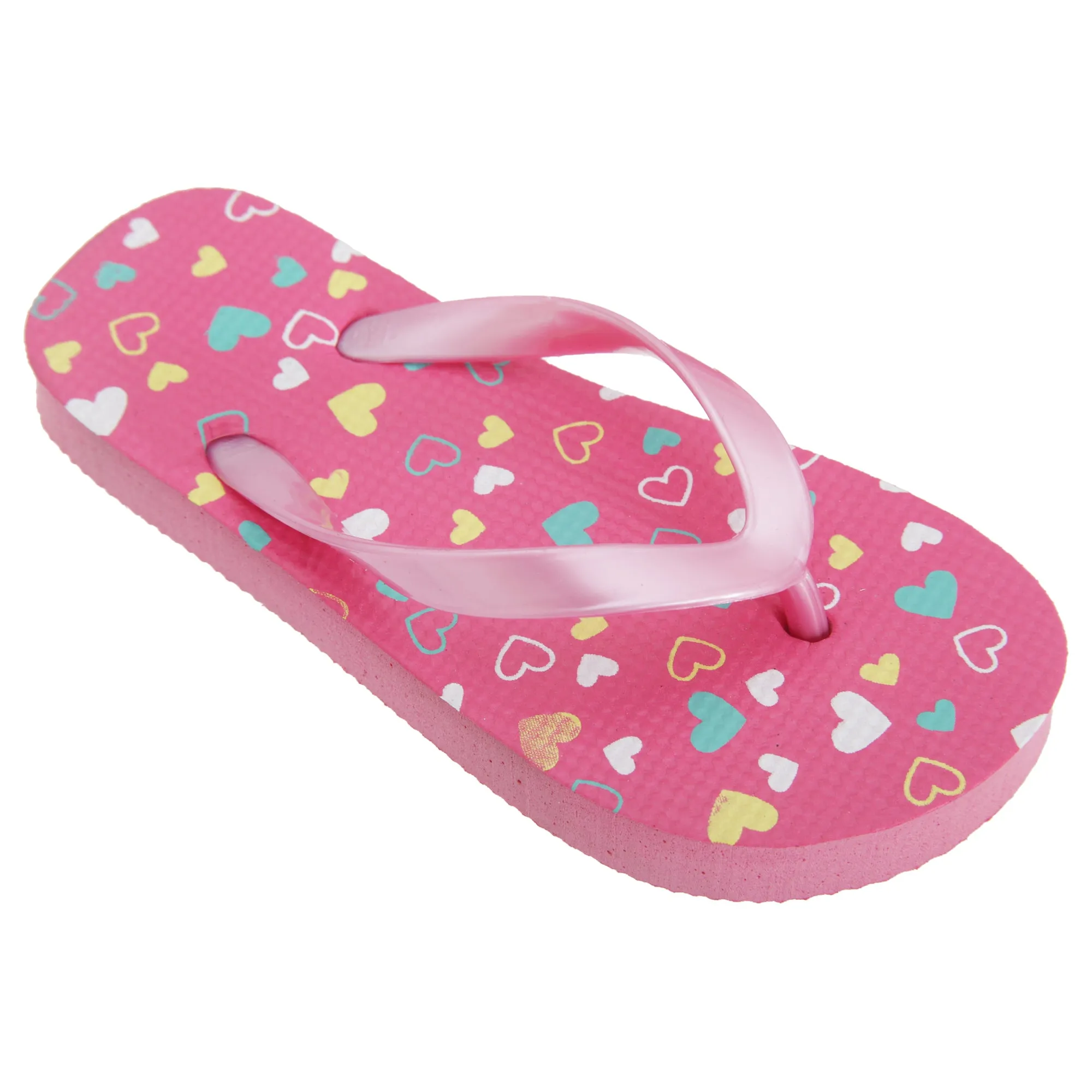 FLOSO Childrens Girls Heart Patterned Toe Post Flip Flops