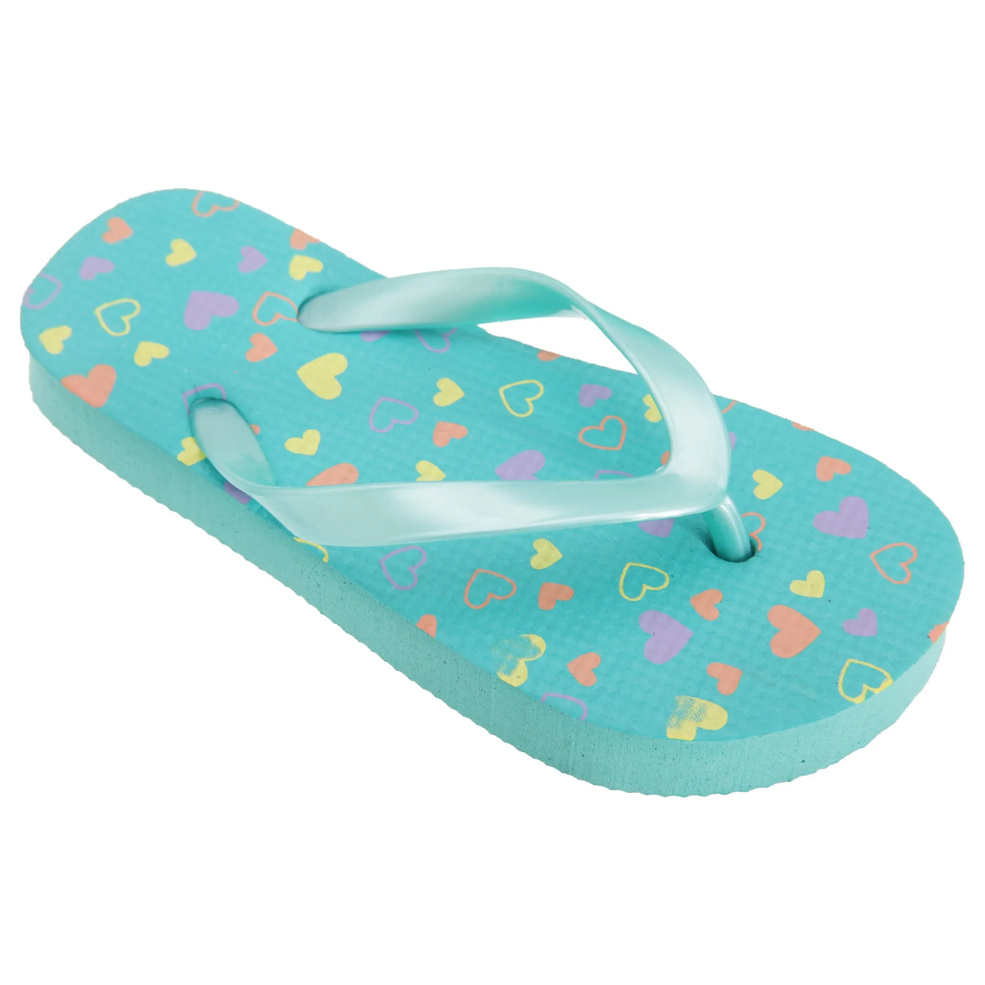 FLOSO Childrens Girls Heart Patterned Toe Post Flip Flops