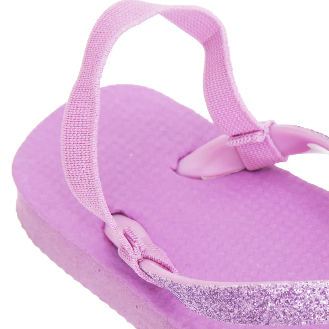 FLOSO Childrens Girls Plain Toe Post Flip Flops With Glitter Strap