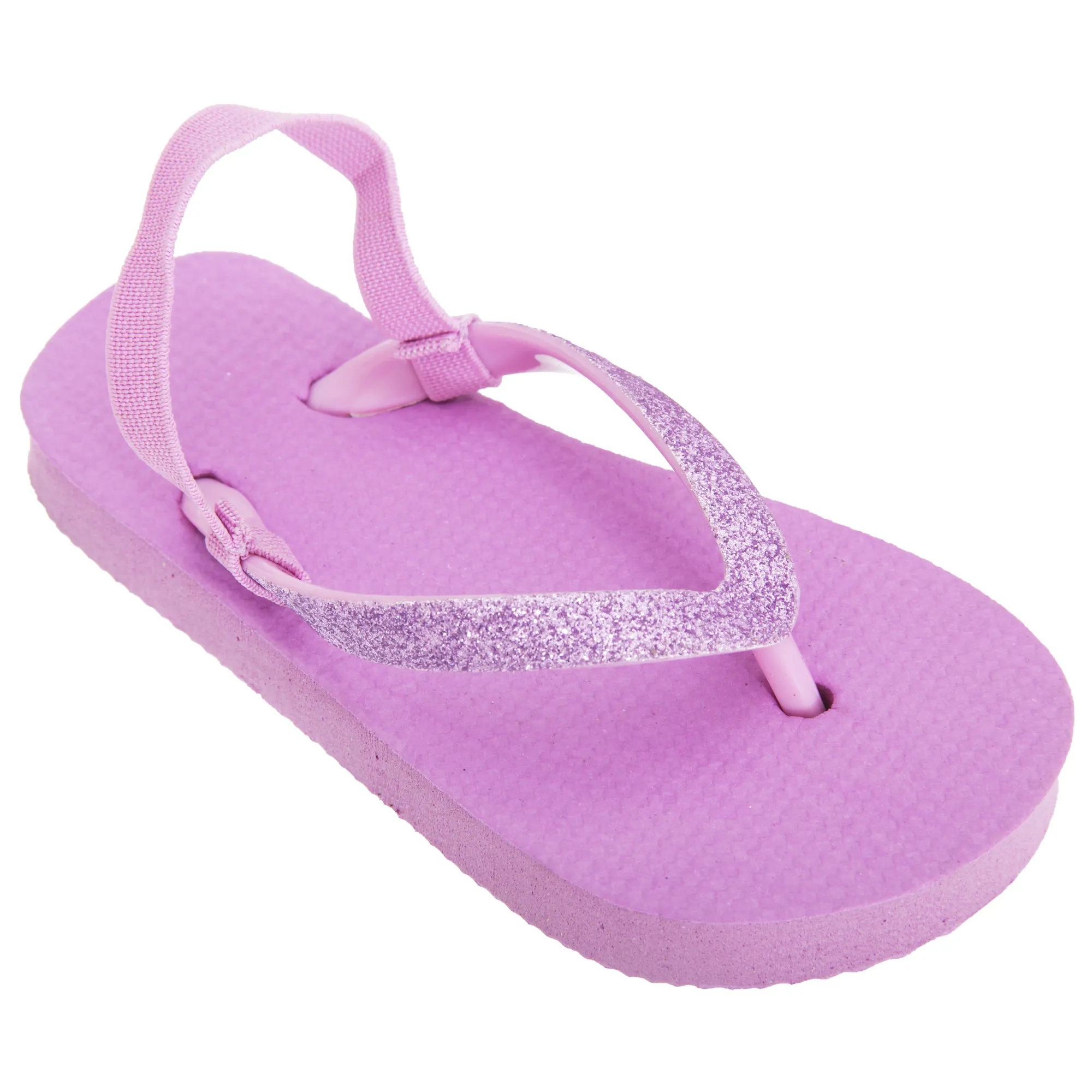 FLOSO Childrens Girls Plain Toe Post Flip Flops With Glitter Strap