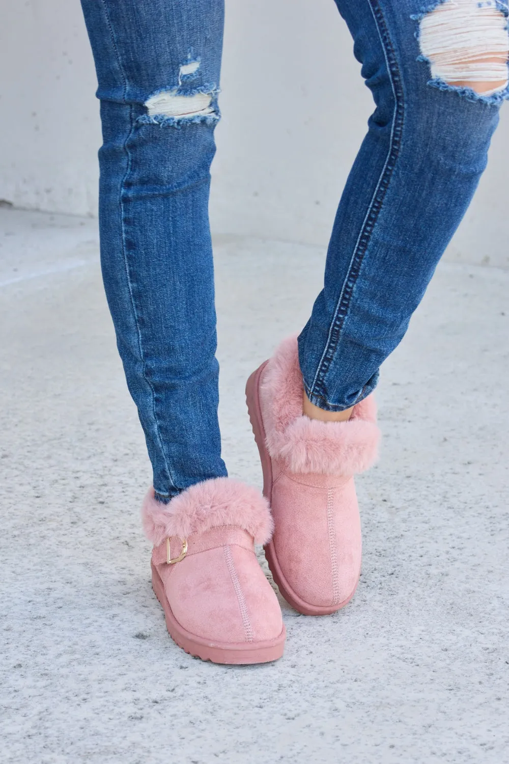 Forever Link - Furry Chunky Thermal Ankle Boots