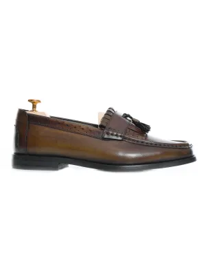 Fringe Classic Loafer - Khakis with Tassel (Hand Painted Patina)