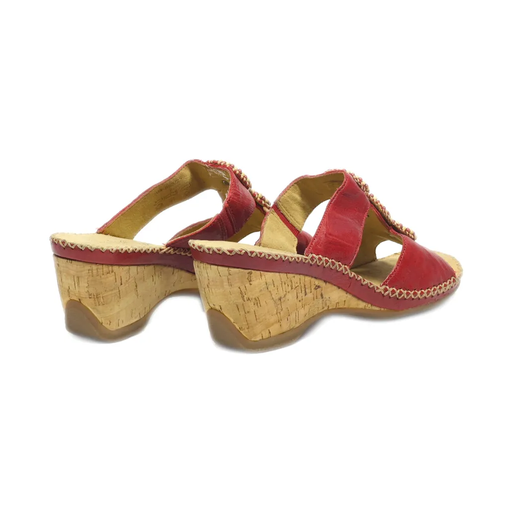 Gabor Wedge Sandals Leather Red Colour For Women