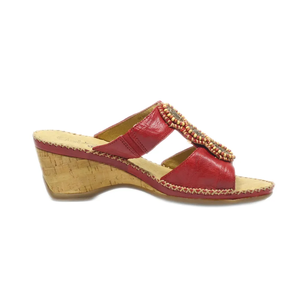 Gabor Wedge Sandals Leather Red Colour For Women