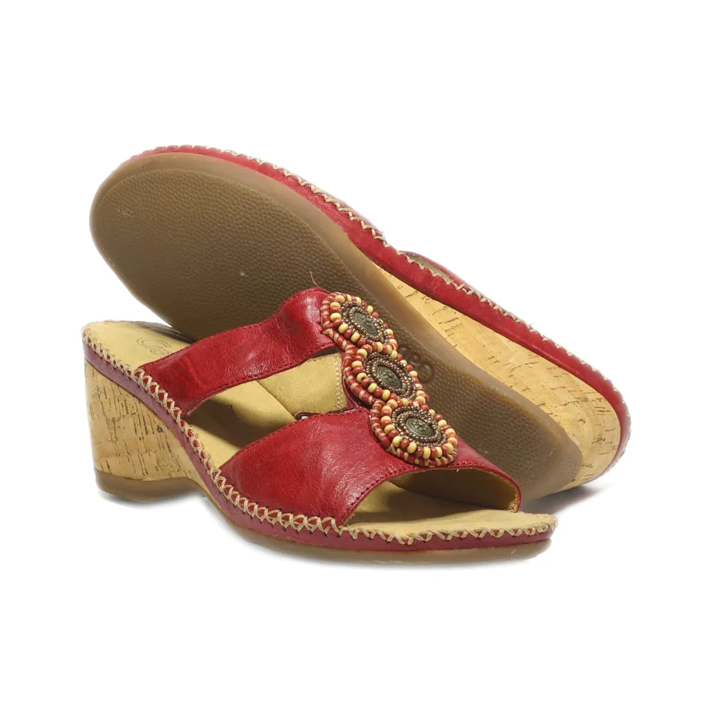 Gabor Wedge Sandals Leather Red Colour For Women