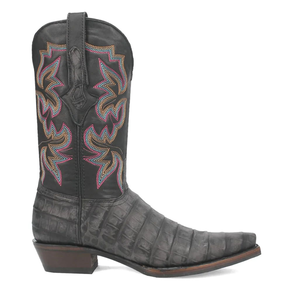 Gator Embroidered Alligator Print Snip Toe Cowboy Boots