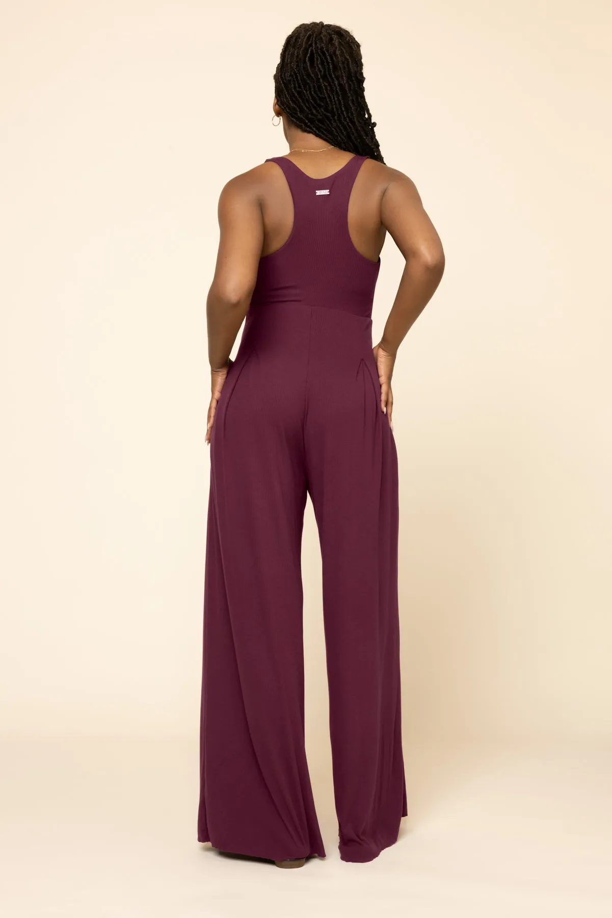 Go with the Flow Jumpsuit - Vineyard Wine