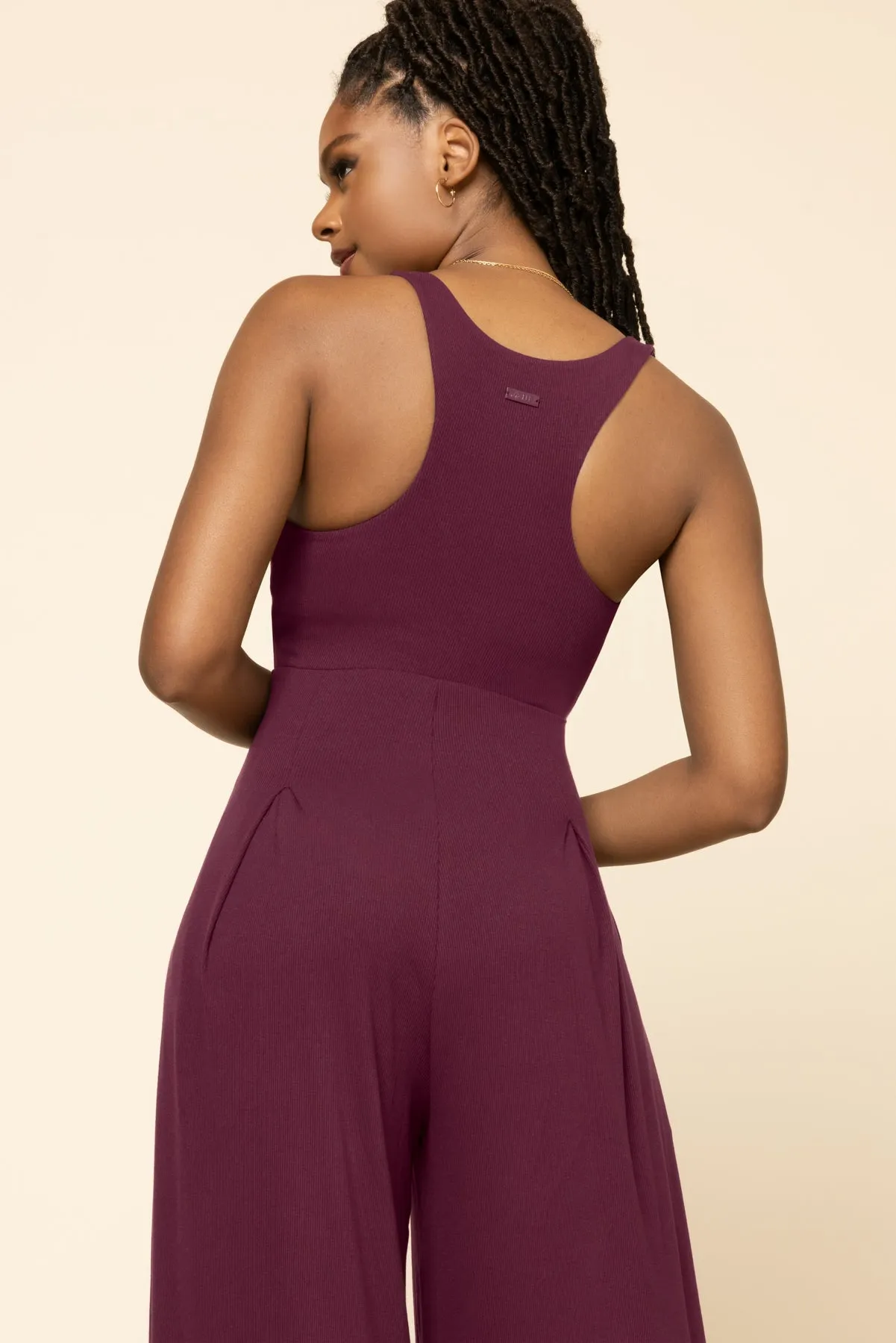 Go with the Flow Jumpsuit - Vineyard Wine