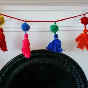 Hand Made Wool Tassel & Pompom Garland