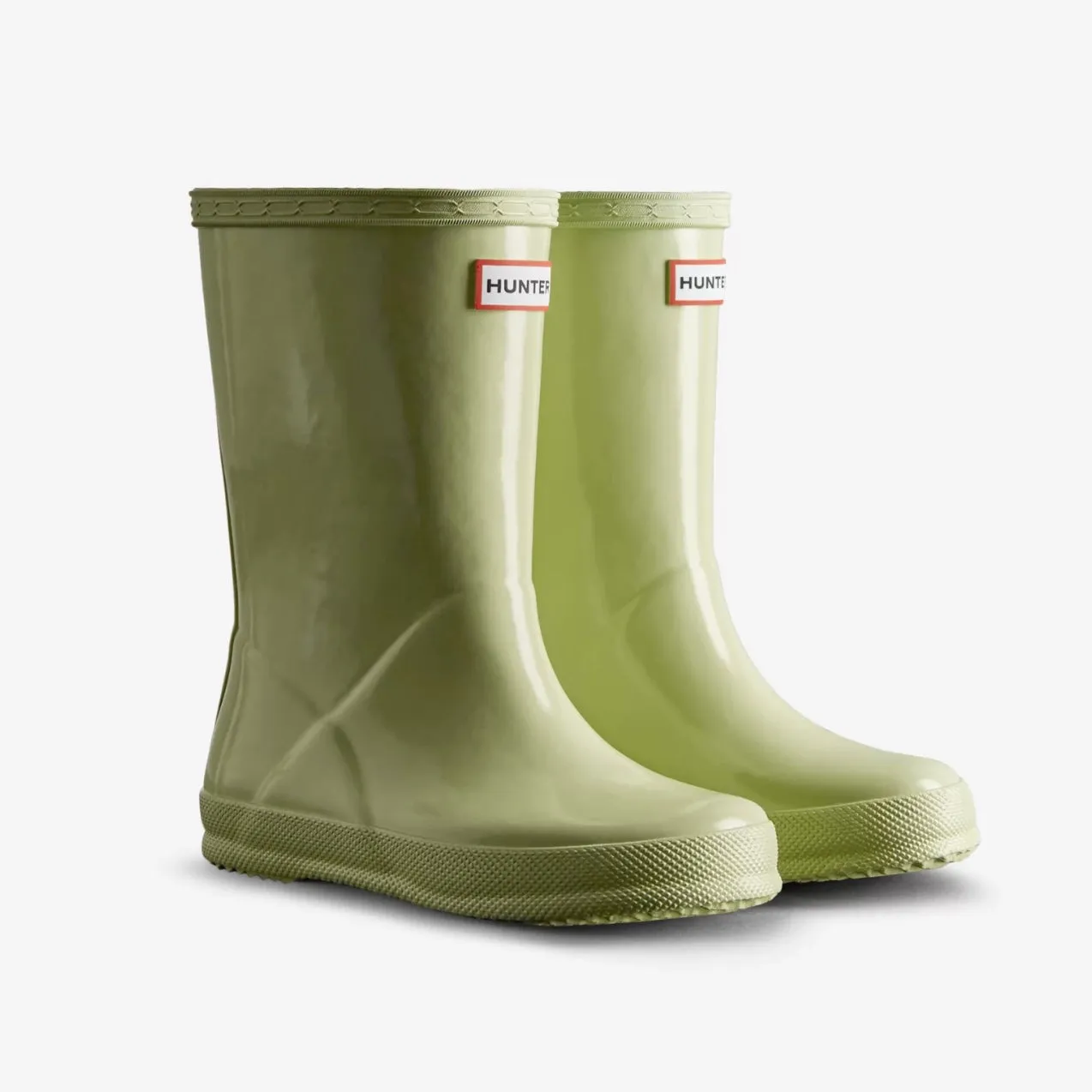 Hunter Muffled Green Original Kids First Gloss Rain Boot