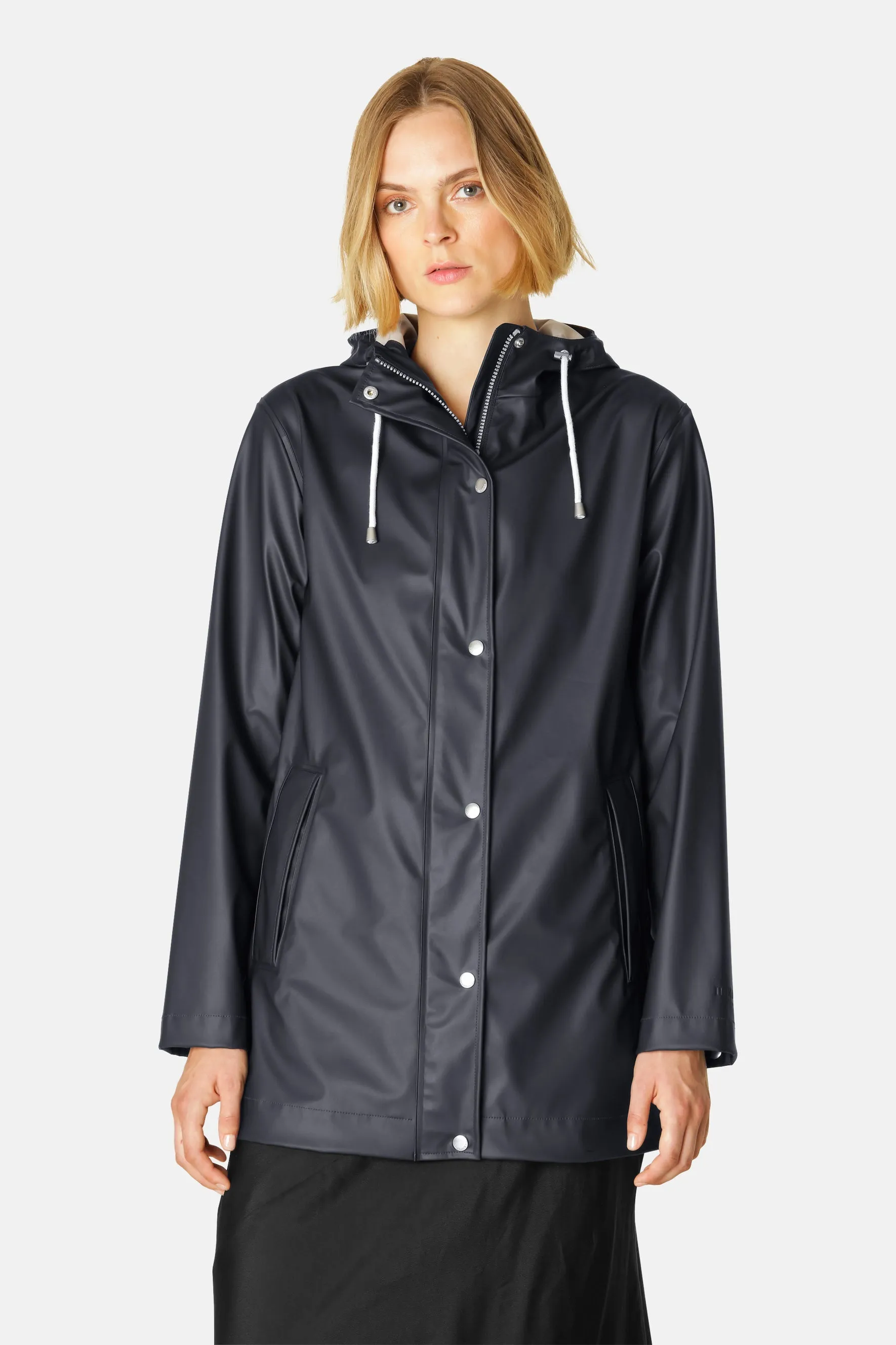 Ilse Jacobsen Hornbæk Rain 228FR Hooded Rubberized Jacket | Dark Indigo 660