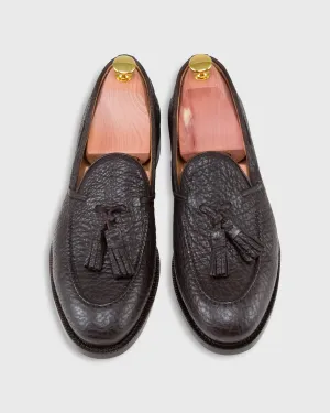 Italian Tassel Loafer in Dark Brown Sharkskin