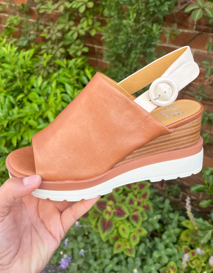 Jara Wedges Brandy Leather