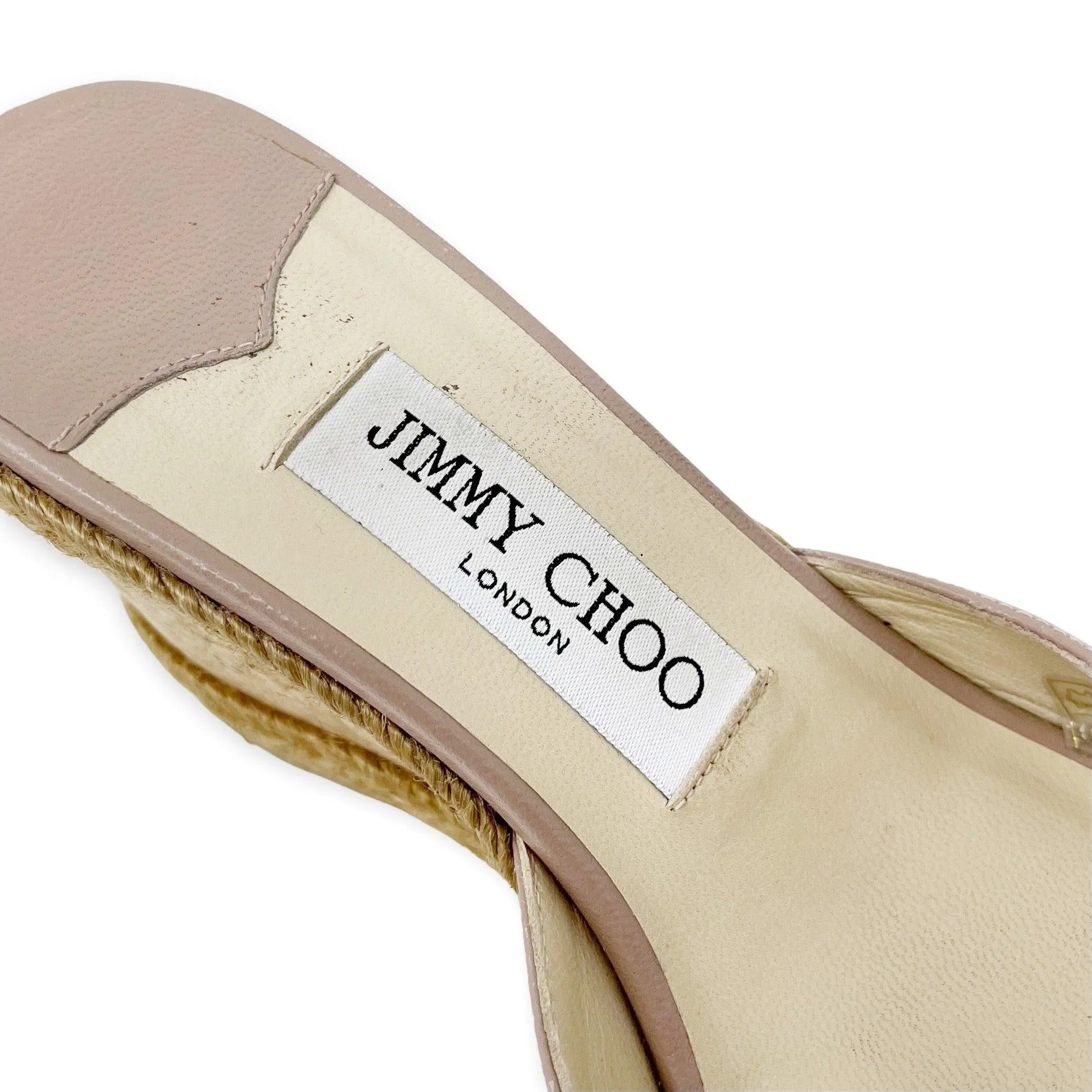 Jimmy Choo Beige Nappa Almer Wedge Sandals 36.5