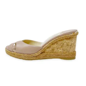 Jimmy Choo Beige Nappa Almer Wedge Sandals 36.5