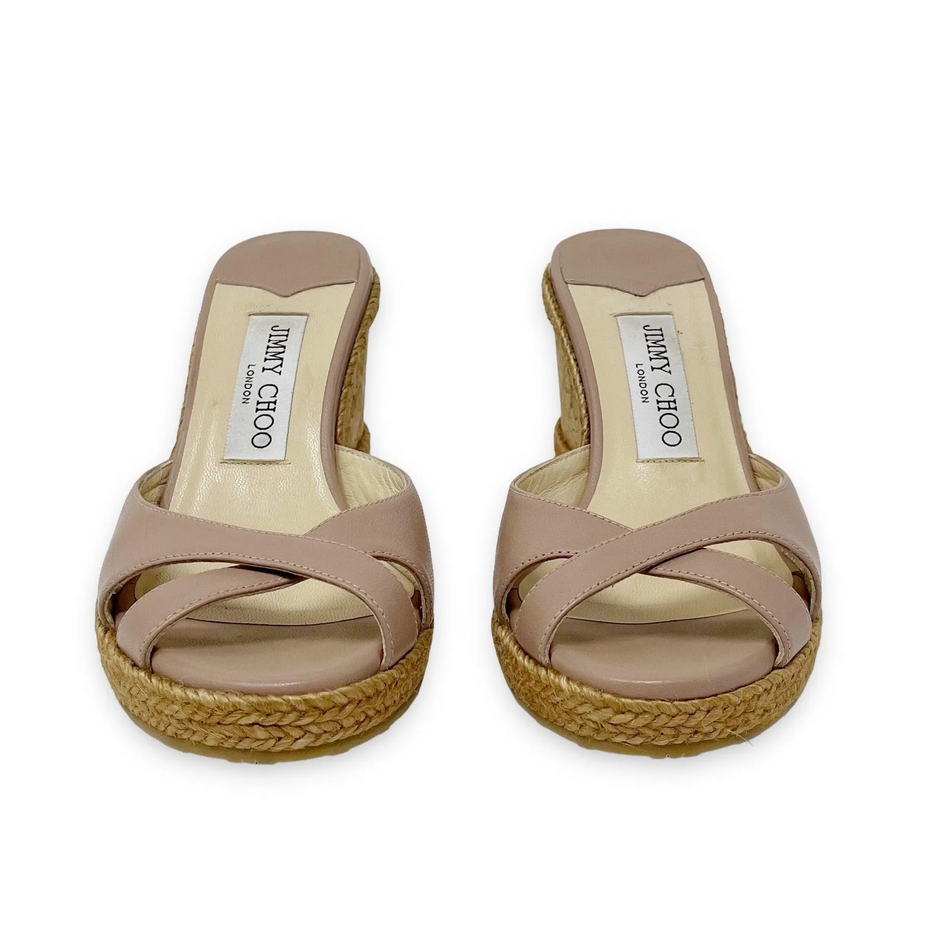 Jimmy Choo Beige Nappa Almer Wedge Sandals 36.5