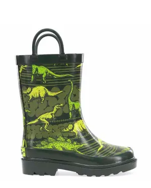 Kids Dino Quest Rain Boot - Olive