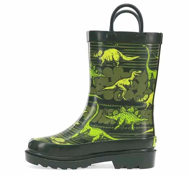 Kids Dino Quest Rain Boot - Olive