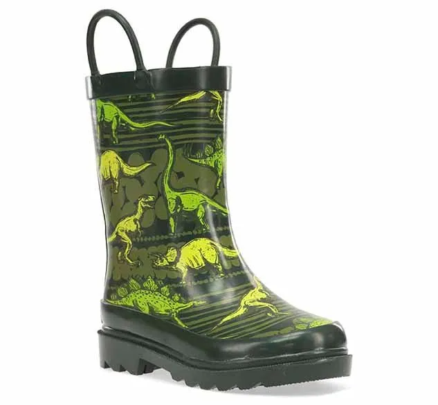 Kids Dino Quest Rain Boot - Olive