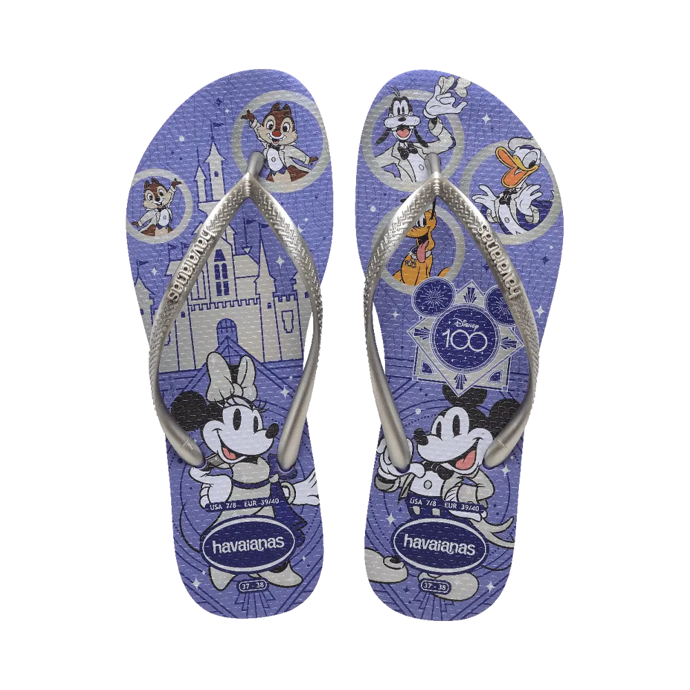 Kids Slim Disney 100 Parks Flip Flops