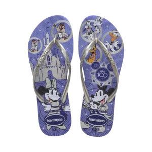 Kids Slim Disney 100 Parks Flip Flops