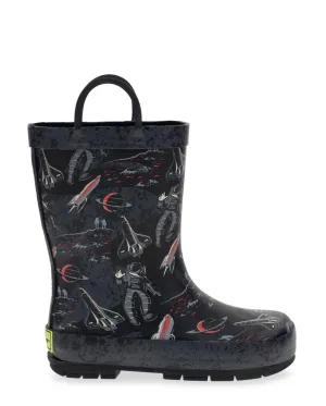 Kids Space Tour Rain Boot - Black