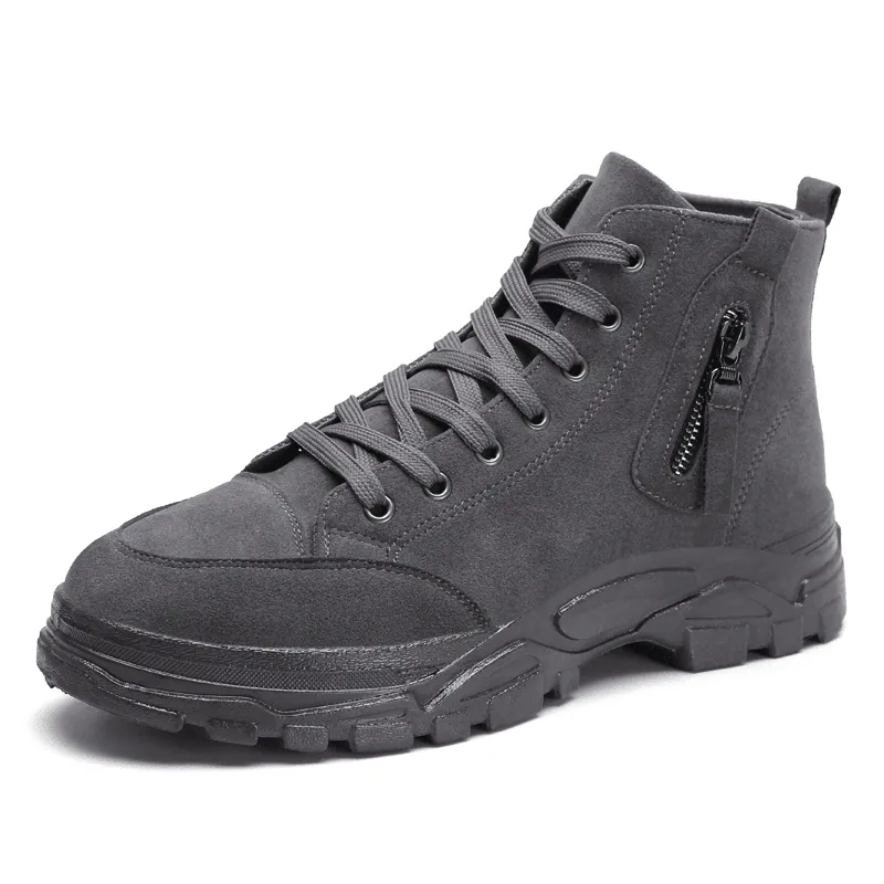 kkboxly kkboxly Men Suede Tooling Boots Side Zipper Comfy Slip Resistant Outdoor Casual Ankle Boots