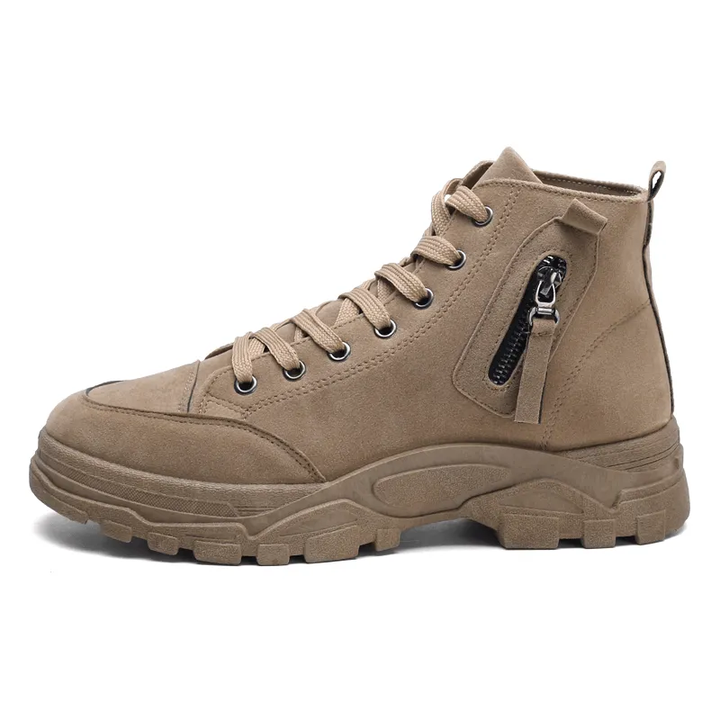 kkboxly kkboxly Men Suede Tooling Boots Side Zipper Comfy Slip Resistant Outdoor Casual Ankle Boots