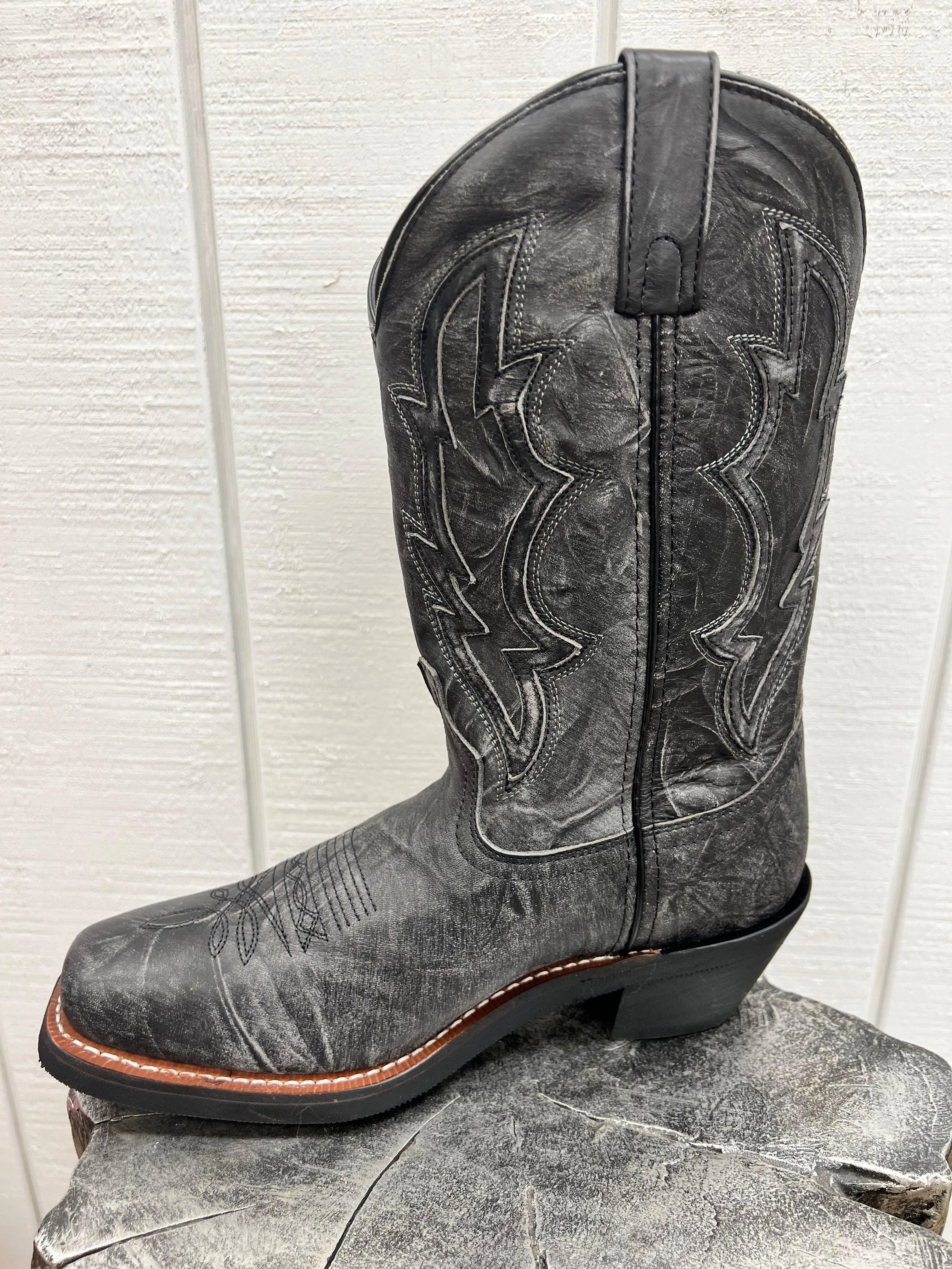 Laredo Men's Jessco Black Sanded Square Toe Cowboy Boots 68557