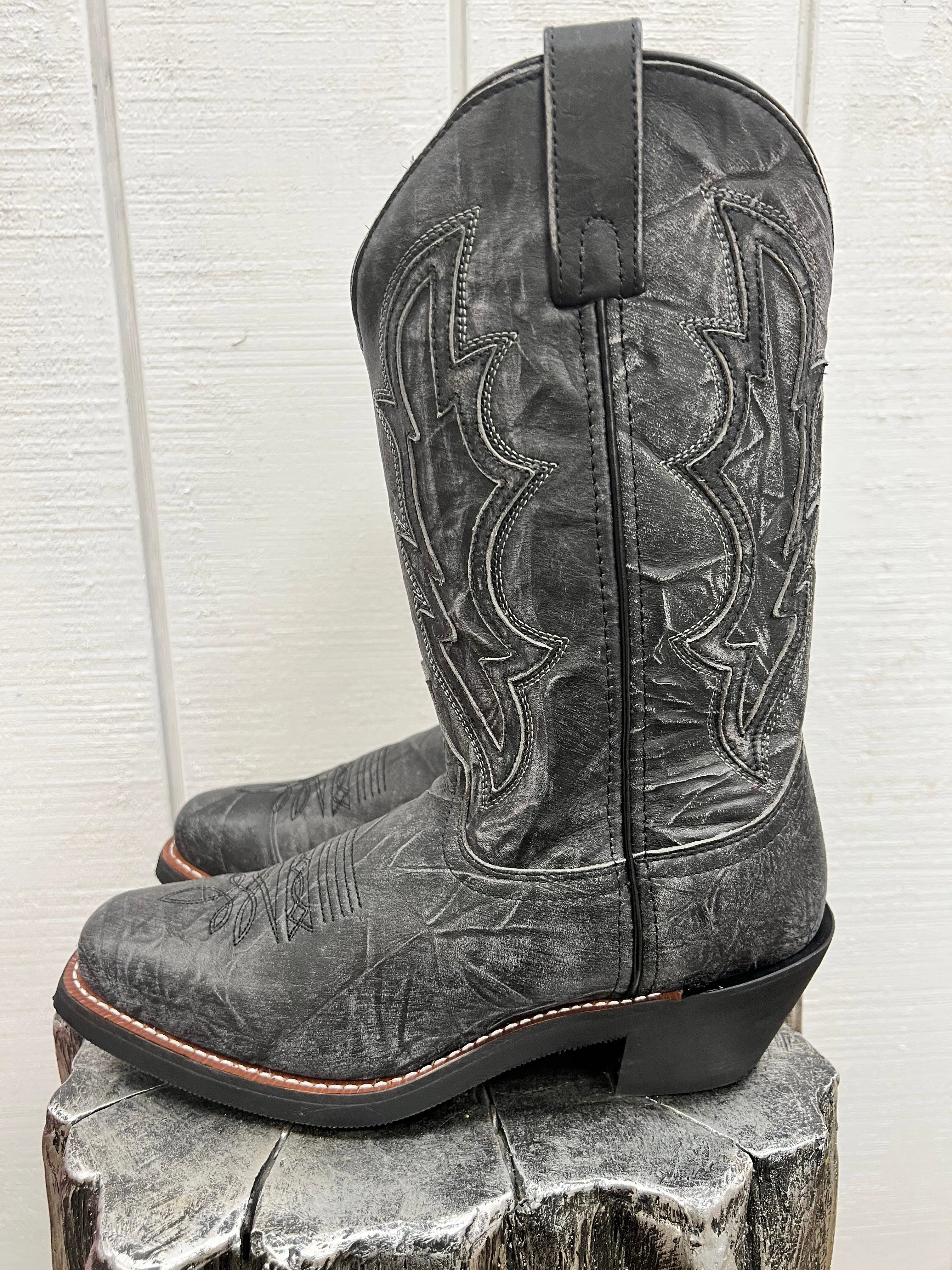 Laredo Men's Jessco Black Sanded Square Toe Cowboy Boots 68557