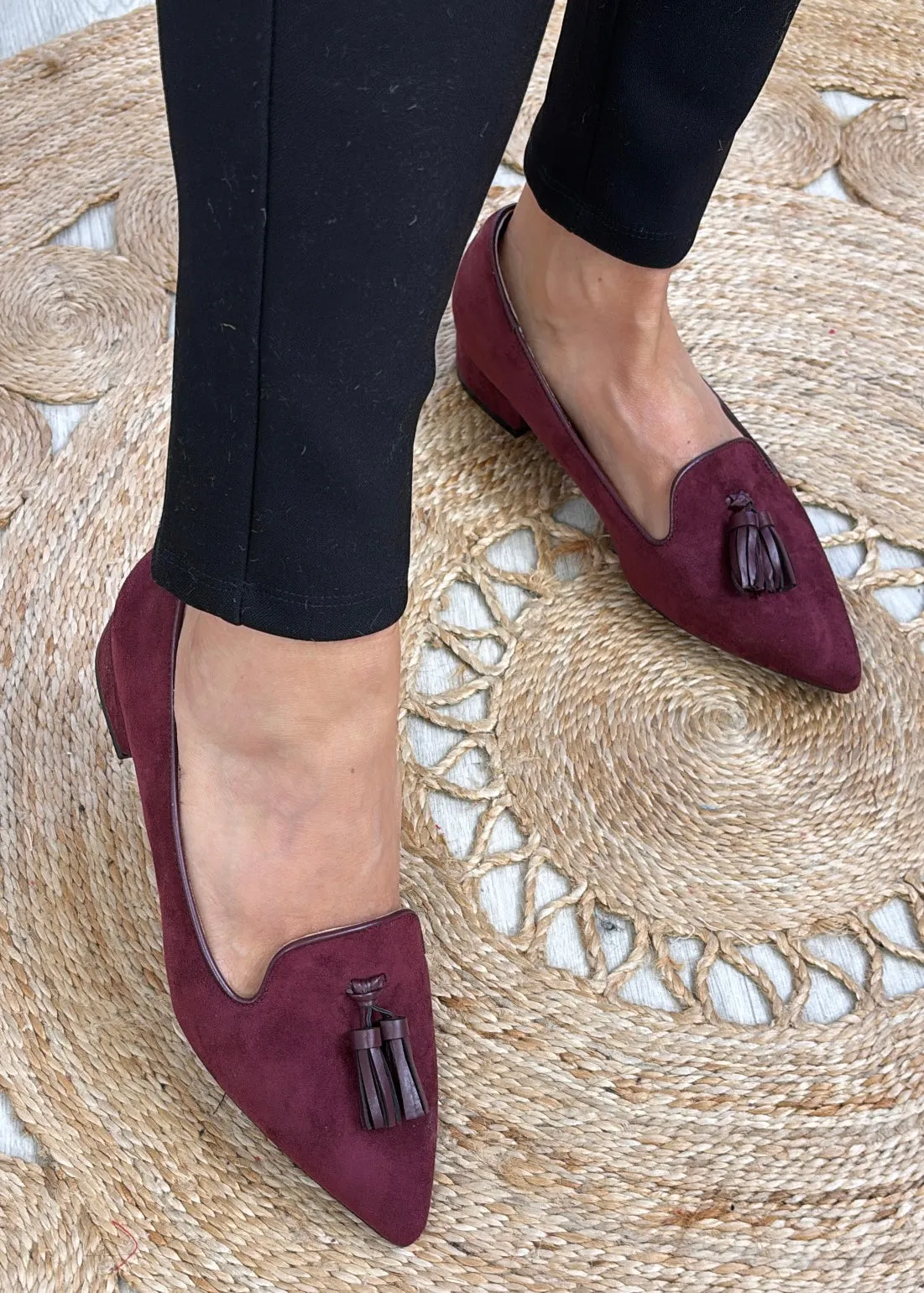 Laura Wine Tassel Loafers