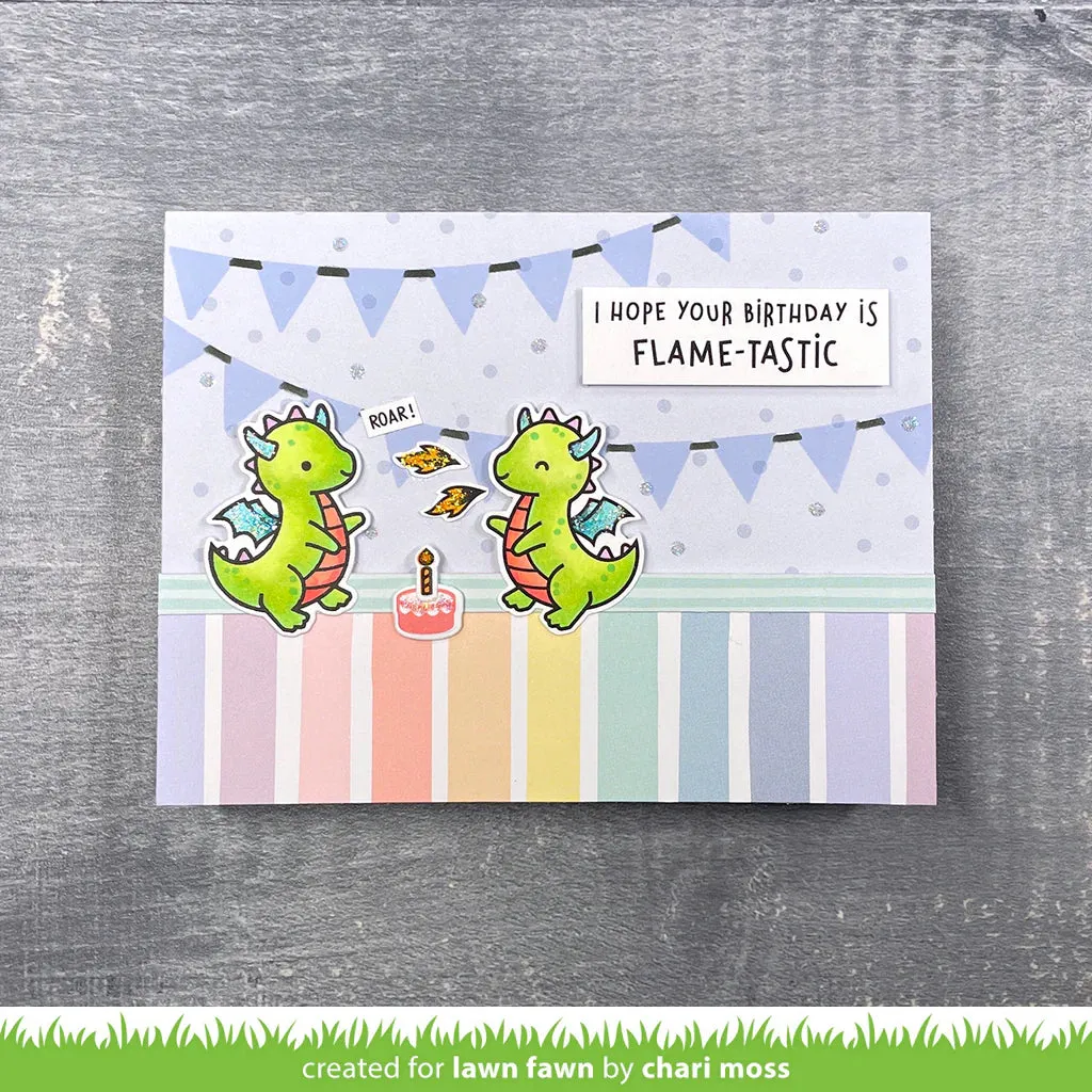 Lawn Fawn Clear Stamp Set - Little Dragon Flip-Flops