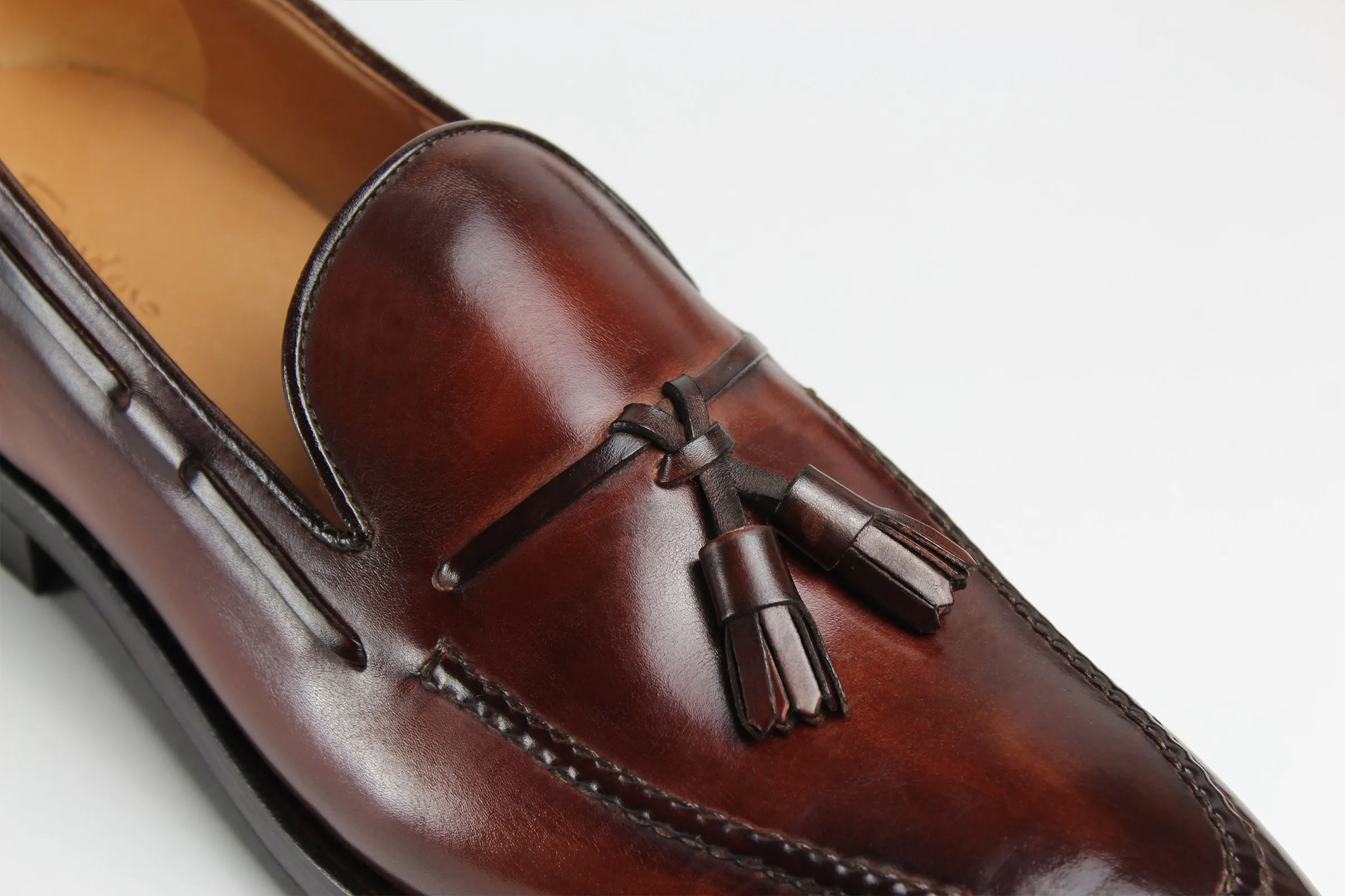 LEONARDO • Custom Fitted Bespoke Tassel Loafers • BURGUNDY