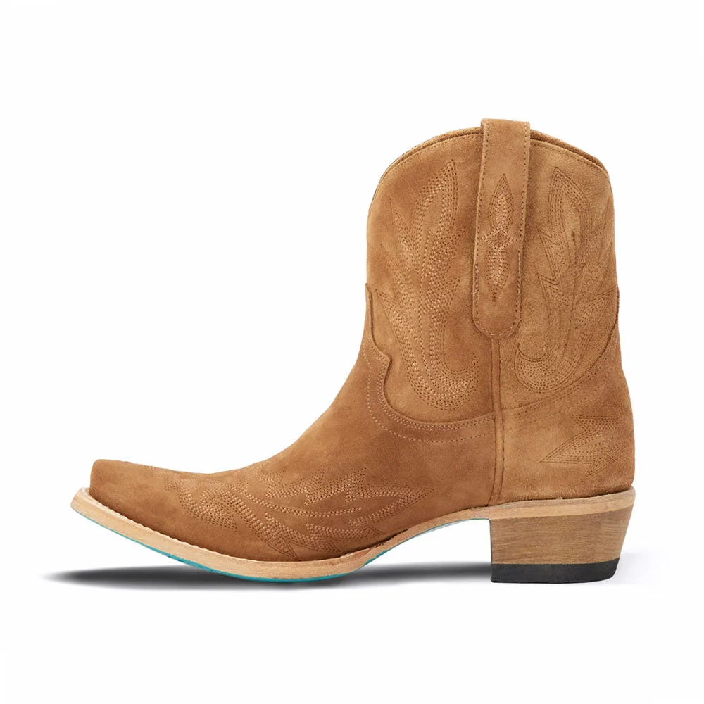 Lexington Suede Embroidered Snip Toe Cowboy Booties