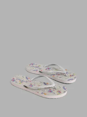 LUNA BLU Grey Floral Flip Flop