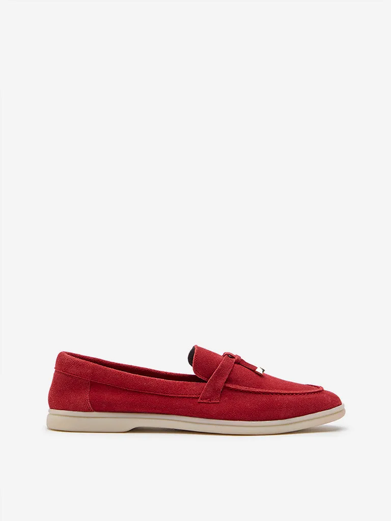 LUNA BLU Red Faux-Suede Loafers