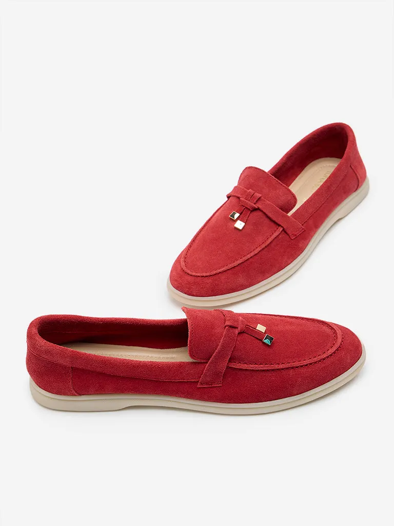 LUNA BLU Red Faux-Suede Loafers